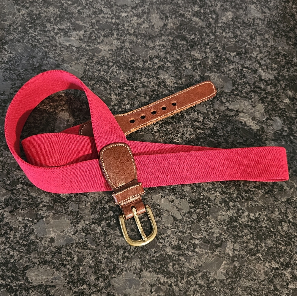 VTG Dooney Bourke Red SURCINGLE Stretch Leather‎ Belt SZ 38 Elastic Mens Rare
